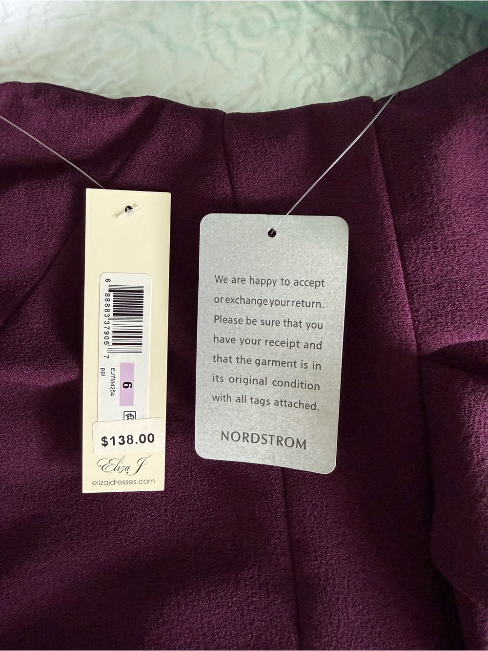 Eliza J NWT Purple Plum Fit Flare Dress Size 6 Bell Sleeve - Picture 5 of 5